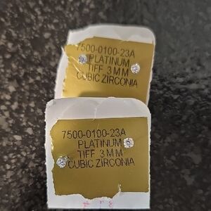 Platinum Cubic Zirconia Stud Earrings